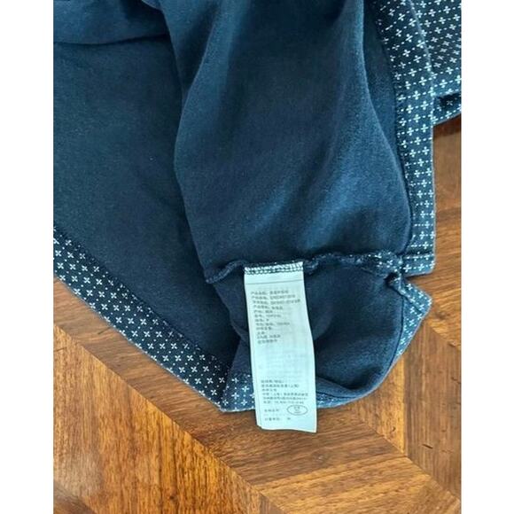 Abercrombie & Fitch Men’s Stretch Polo Shirt Navy Blue White Cross Print Size M - Picture 6 of 12